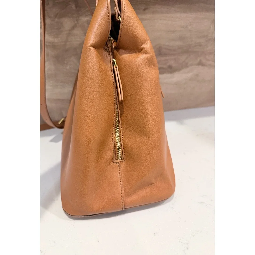Fawn Design Original Diaper Bag Satchel Camel Vegan Leather Tote